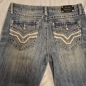 Harley-Davidson Blue Boot Cut Jeans with Embellished Pockets
